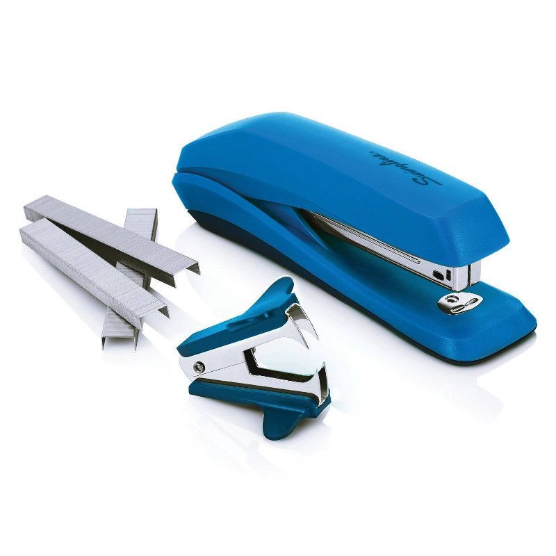 slide 8 of 12, Swingline 3-in-1 Stapler Set 1ct (Color Will Vary): Non-Powered Desk Tool, 15 Sheet Capacity, Metal & Plastic, Black, 1 ct, 15 sheets