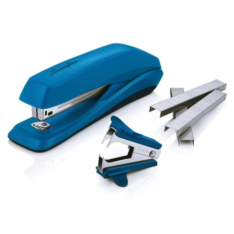 slide 7 of 12, Swingline 3-in-1 Stapler Set 1ct (Color Will Vary): Non-Powered Desk Tool, 15 Sheet Capacity, Metal & Plastic, Black, 1 ct, 15 sheets