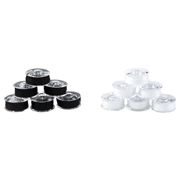 slide 12 of 13, Singer Class 66 Threaded Bobbins Black & White, 12 ct