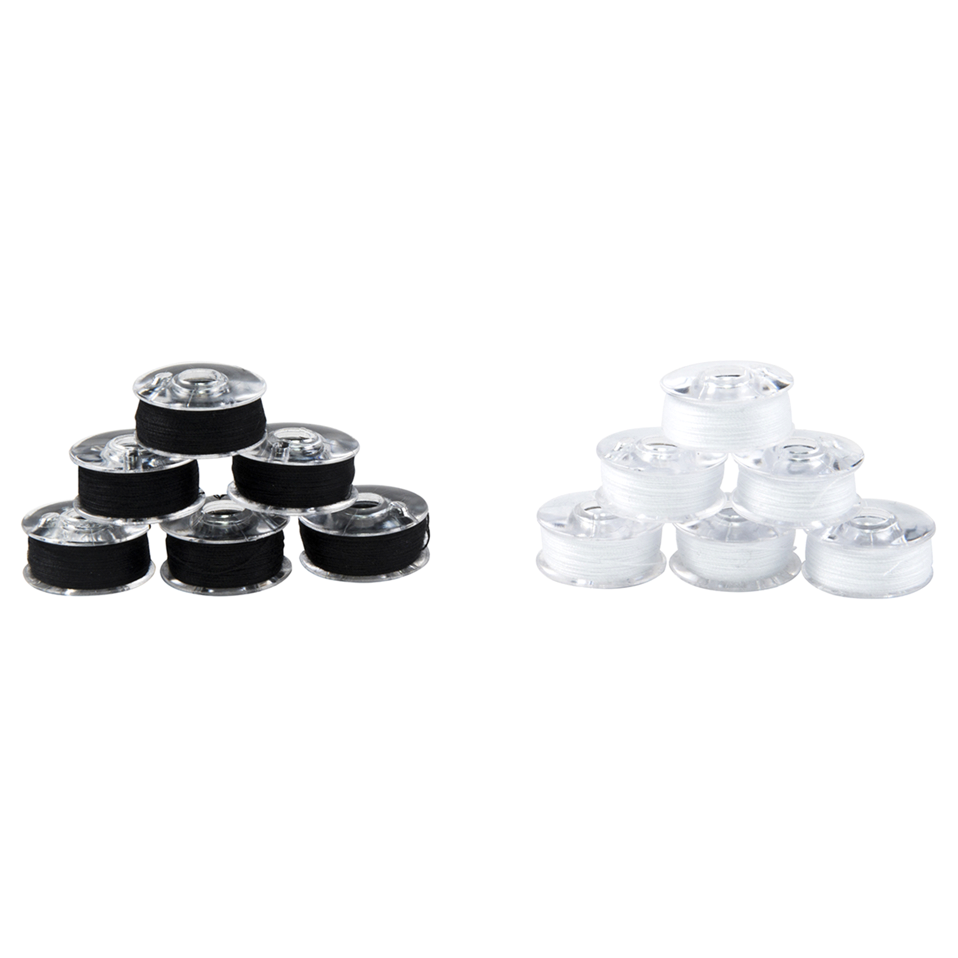 slide 13 of 13, Singer Class 66 Threaded Bobbins Black & White, 12 ct