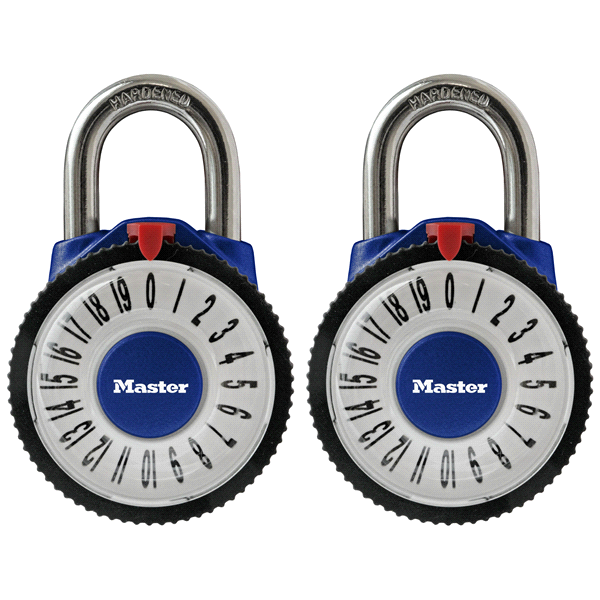 slide 1 of 3, Master Lock Magnification Dial Combination Padlock 1588T, 2-1/8 inch wide, Pack of 2-Combination Alike, 1 ct