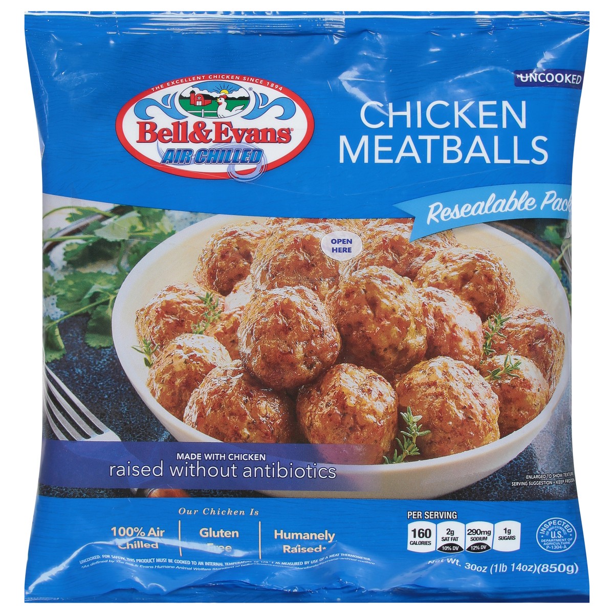 slide 9 of 12, Bell & Evans Chicken Meatballs, Uncooked, 30 oz