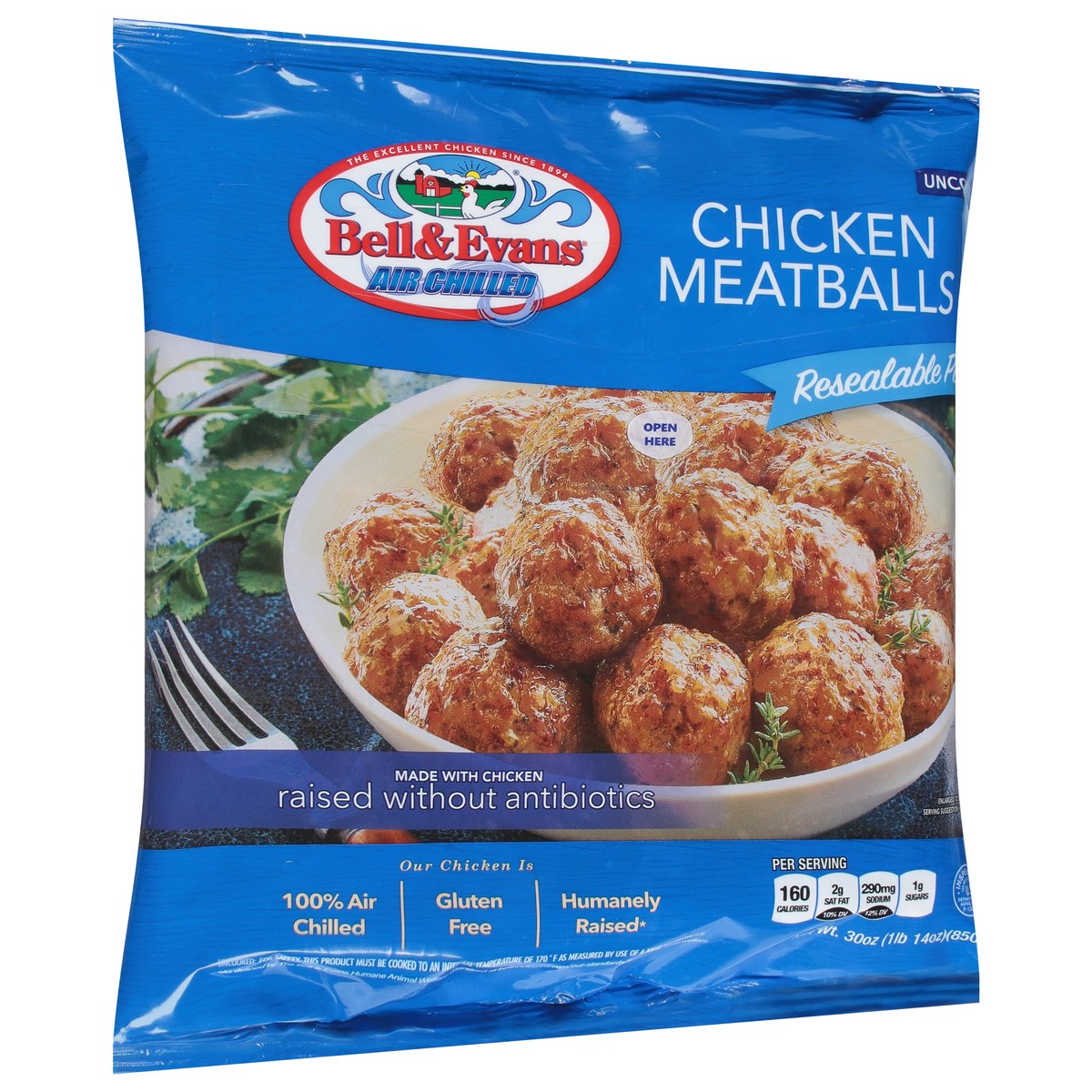 slide 5 of 12, Bell & Evans Chicken Meatballs, Uncooked, 30 oz