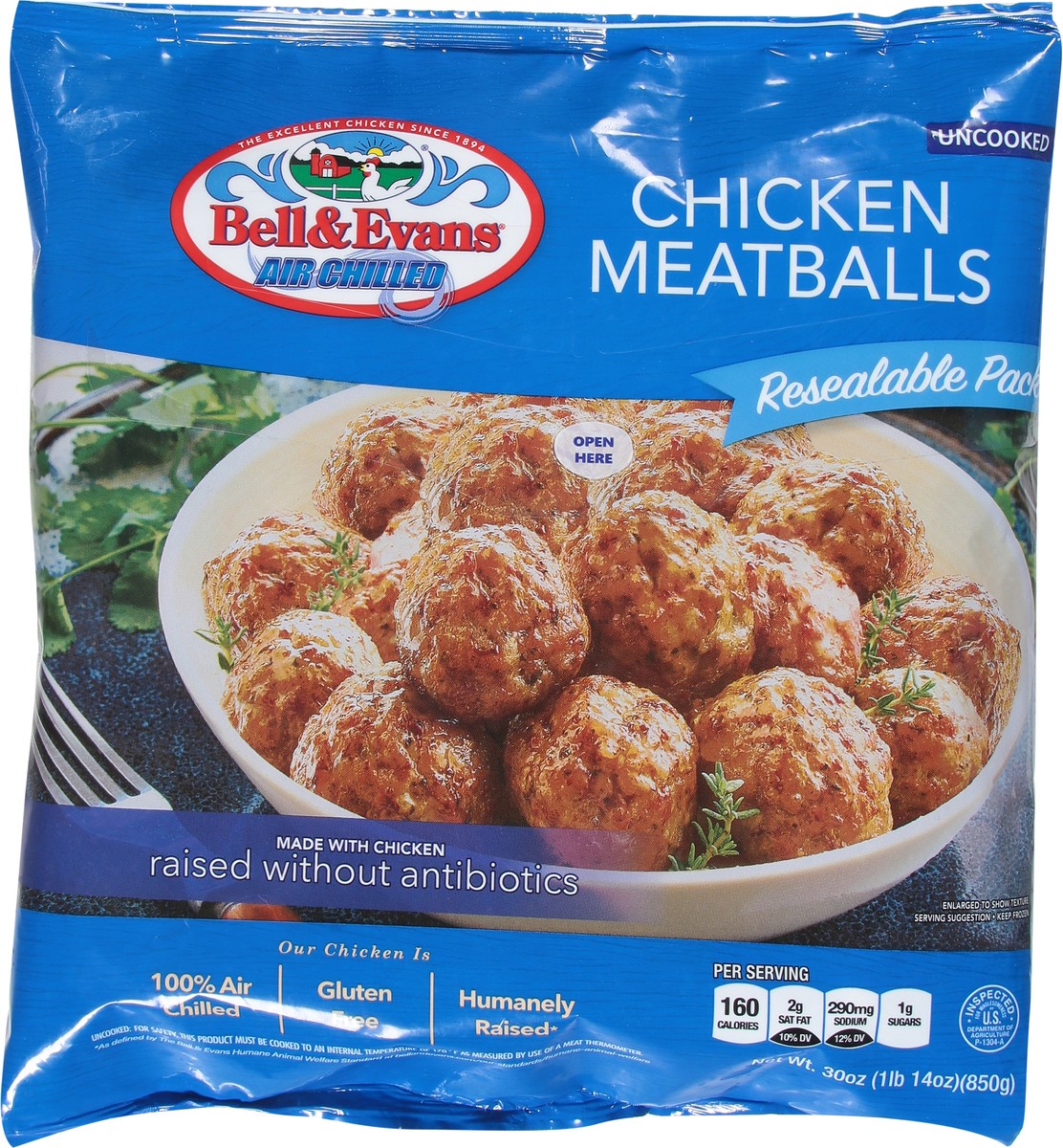 slide 6 of 12, Bell & Evans Chicken Meatballs, Uncooked, 30 oz