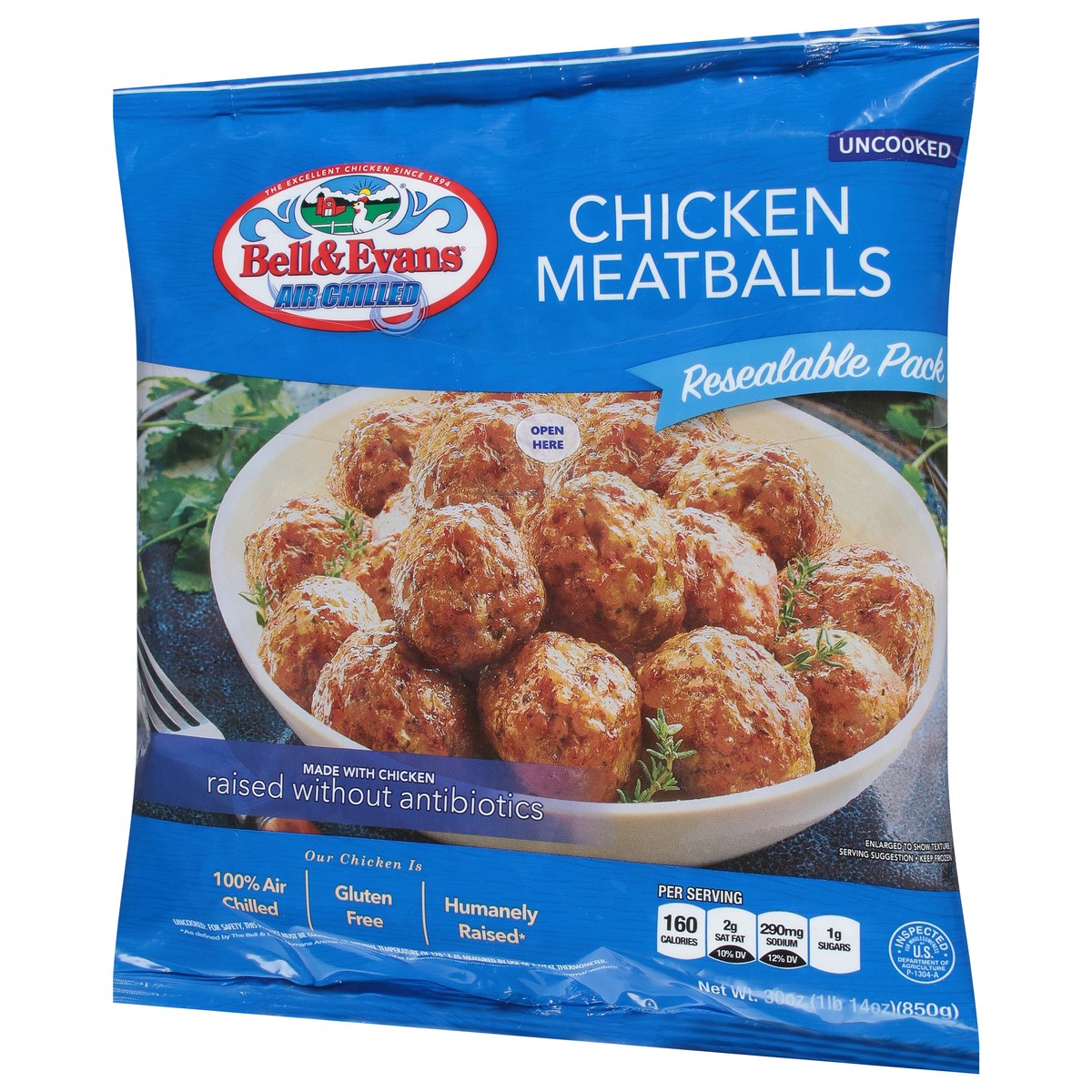 slide 10 of 12, Bell & Evans Chicken Meatballs, Uncooked, 30 oz