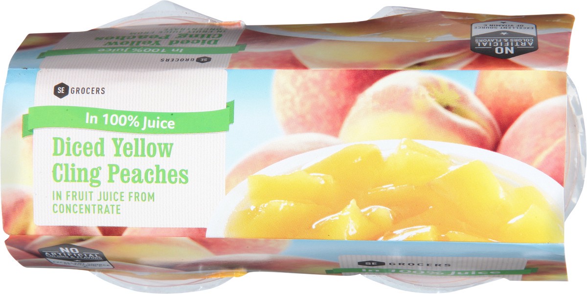 slide 3 of 11, SE Grocers Peaches Diced Yellow Cling In 100% Juice - 4 CT, 4 ct