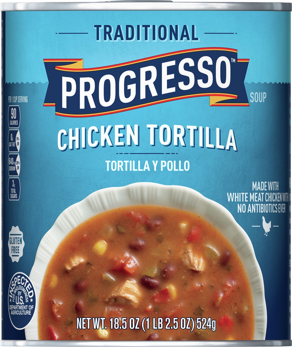 slide 7 of 9, Progresso Traditional, Chicken Tortilla Canned Soup, Gluten Free, 18.5 oz., 18.5 oz