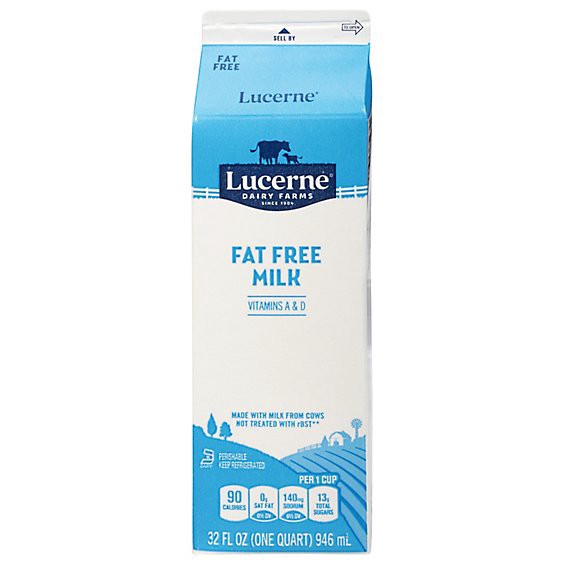 slide 1 of 1, Lucerne Fat Free Milk - 1 Quart, 32 fl oz