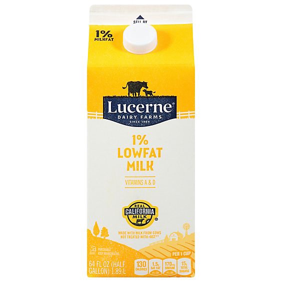 slide 1 of 1, Lucerne Milk Lowfat 1% - Half Gallon, 1 ct