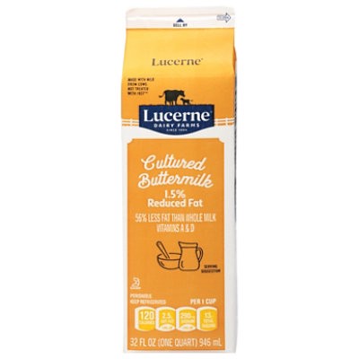 slide 1 of 1, Lucerne Buttermilk Cultured Reduced Fat 1.5% - Quart, 1 qt