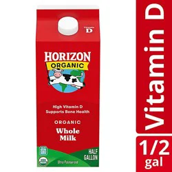 Horizon Organic Whole High Vitamin D Milk Carton - 0.5 Gallon