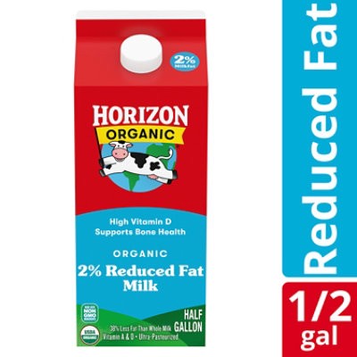 slide 1 of 8, Horizon Organic 2% Reduced Fat High Vitamin D Milk Carton - 0.5 Gallon, 1 ct