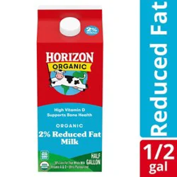 Horizon Organic 2% Reduced Fat High Vitamin D Milk Carton - 0.5 Gallon