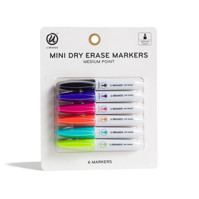 slide 1 of 6, U Brands 6ct Mini Dry Erase Markers Fashion Colors, 6 ct