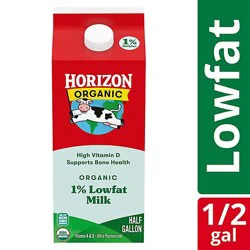 Horizon Organic 1% Lowfat High Vitamin D Milk Carton - 0.5 Gallon