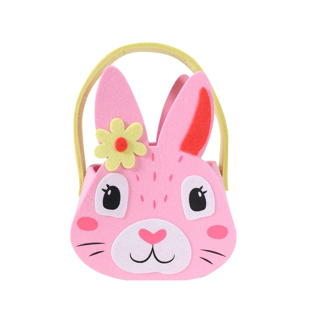 slide 1 of 1, Holiday Home Felt Bunny Easter Bucket - Pink, 7 in