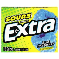 Extra Sours Blue Raspberry Sugar Free Chewing Gum - 15 Stick Pack