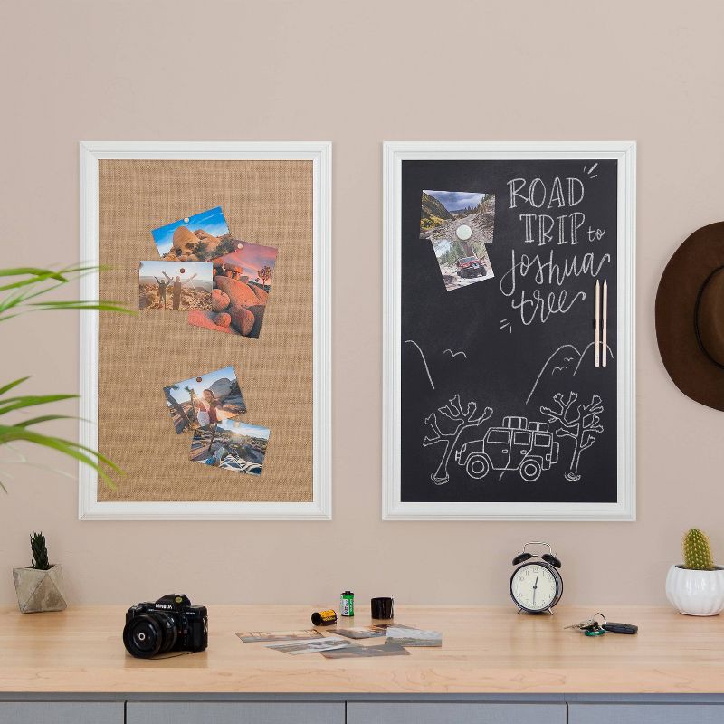 slide 2 of 4, U Brands 20"x 30" Burlap Bulletin Board White Wood Frame: Cork Board for Wall, Presentation Board, Wall Mount, 1 ct