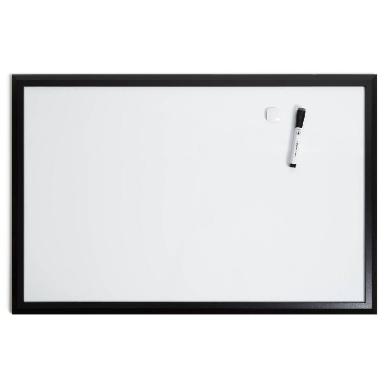 slide 4 of 5, U Brands 23"x35" Magnetic Dry Erase Board Black Wood Frame with Marker, 1 ct