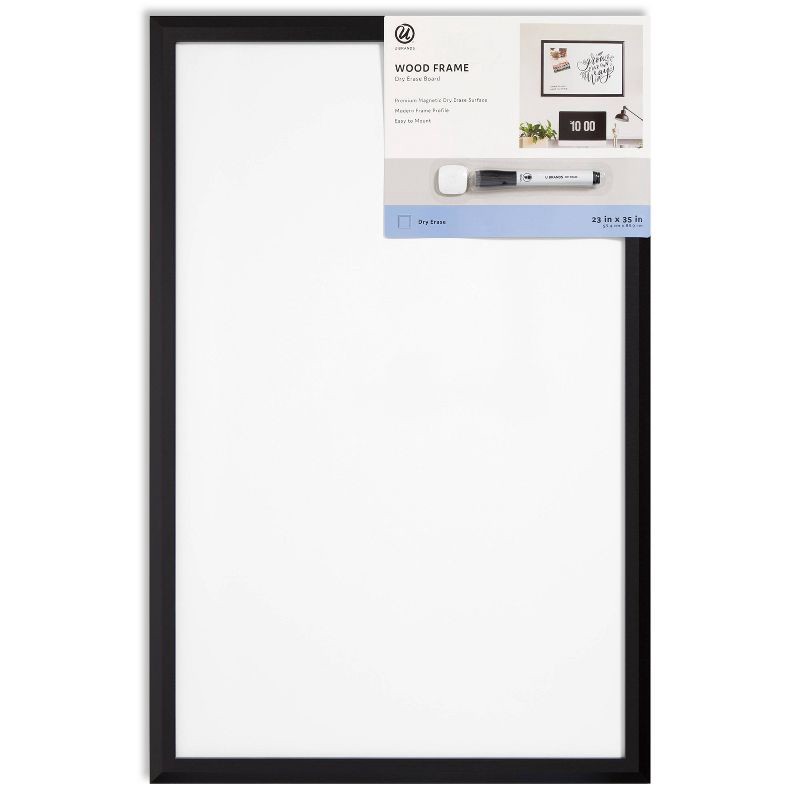 slide 1 of 5, U Brands 23"x35" Magnetic Dry Erase Board Black Wood Frame with Marker, 1 ct