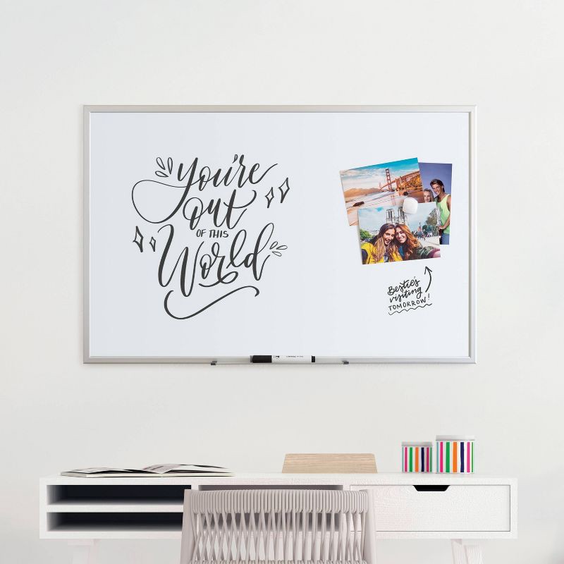 slide 2 of 5, U Brands 23"x35" Magnetic Dry Erase Board with Marker Silver Frame: Large Wall Mount Whiteboard, Steel & Aluminum, 1 ct