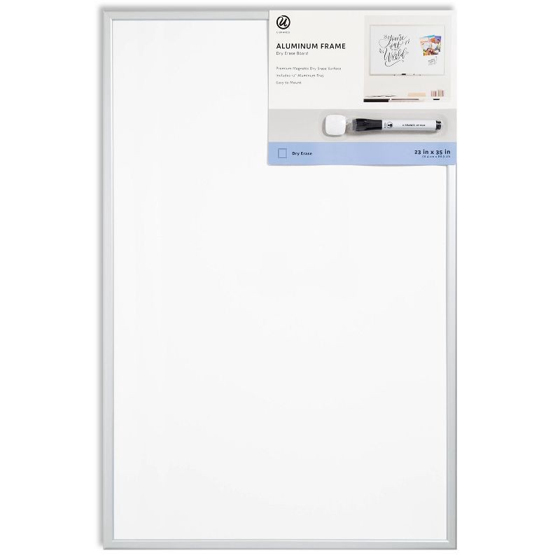 slide 1 of 5, U Brands 23"x35" Magnetic Dry Erase Board with Marker Silver Frame: Large Wall Mount Whiteboard, Steel & Aluminum, 1 ct