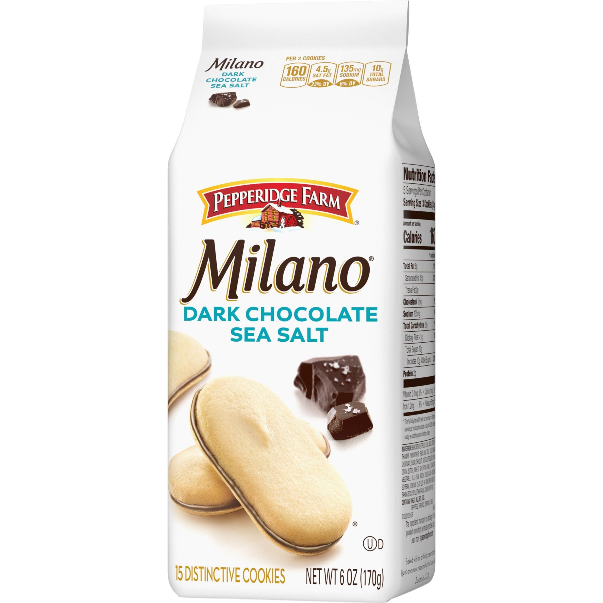 slide 1 of 6, Pepperidge Farm Milano Dark Chocolate Sea Salt Cookies, 6 oz