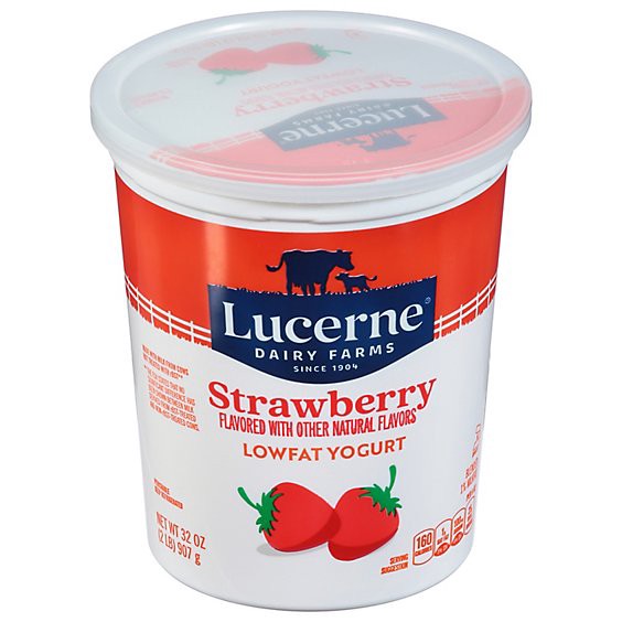 slide 1 of 1, Lucerne Yogurt Lowfat Strawberry Flavored - 32 Oz, 32 oz