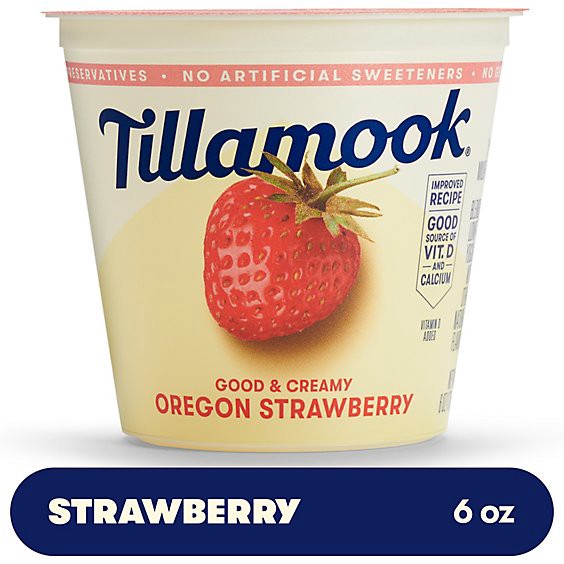 slide 1 of 5, Tillamook Good & Creamy Oregon Strawberry Low-Fat Yogurt - 6 Oz, 6 oz