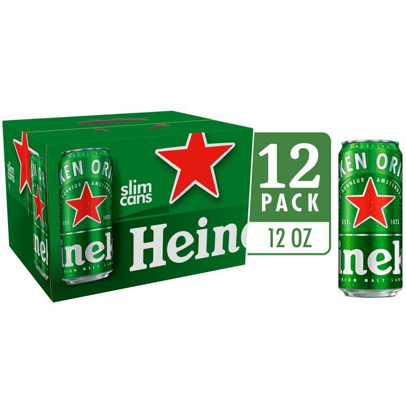 slide 1 of 7, Heineken Original Lager Beer - 12pk/12 fl oz Cans, 12 ct; 12 fl oz