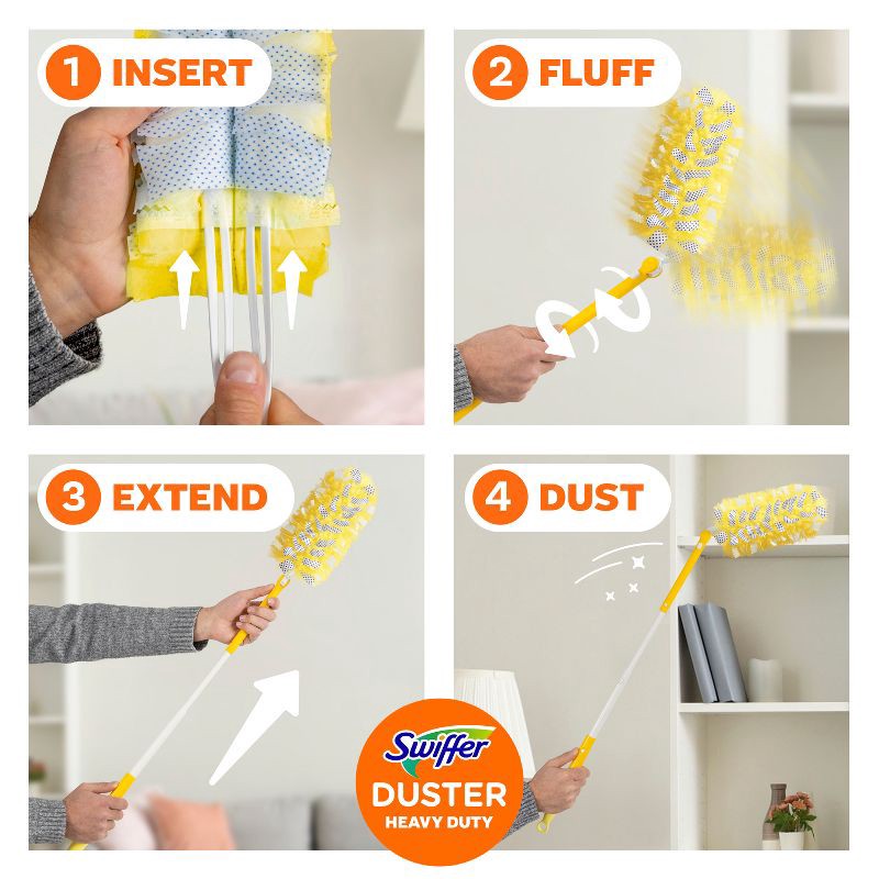 slide 8 of 16, Swiffer Dusters Heavy Duty Extendable Handle and Duster Refill Dusting Kit - 4ct, 4 ct