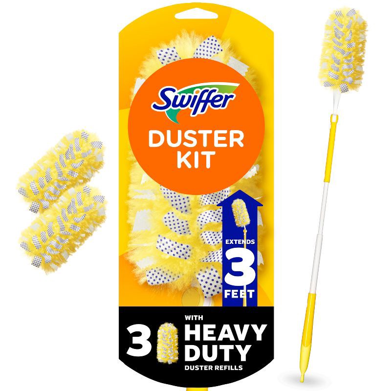 slide 1 of 16, Swiffer Dusters Heavy Duty Extendable Handle and Duster Refill Dusting Kit - 4ct, 4 ct