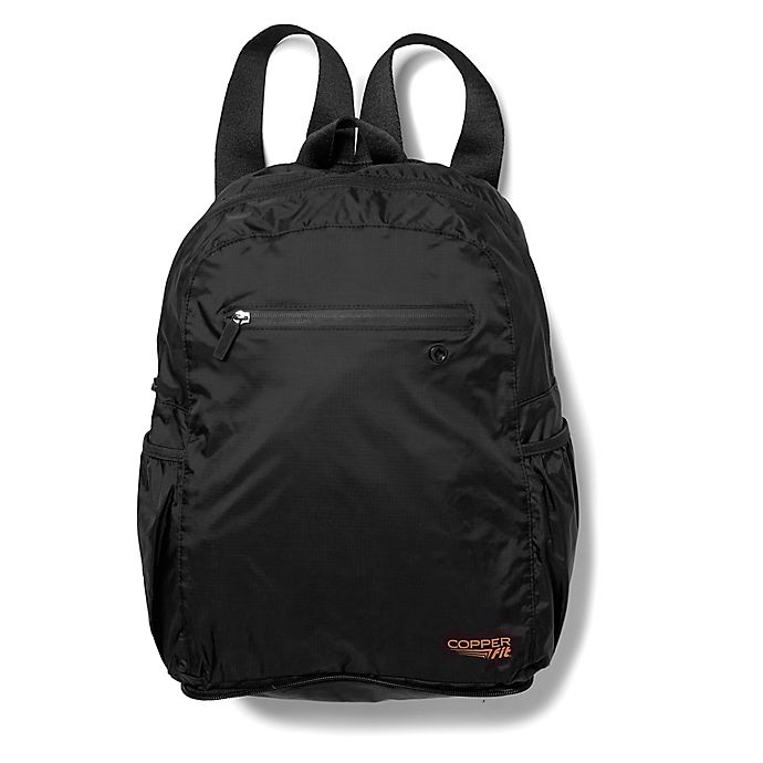 slide 1 of 3, Copper Fit Packable Backpack - Black, 15.5 in