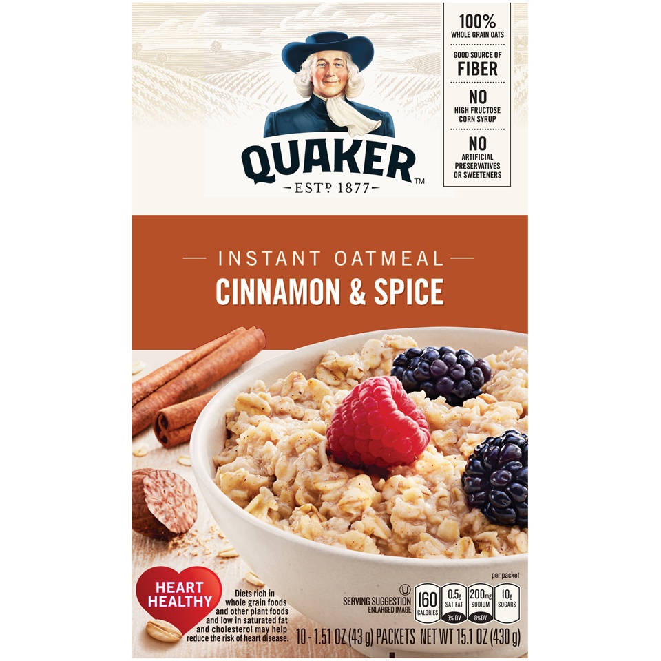 slide 2 of 5, Quaker Cinnamon & Spice Instant Oatmeal, 10 ct; 1.5 oz