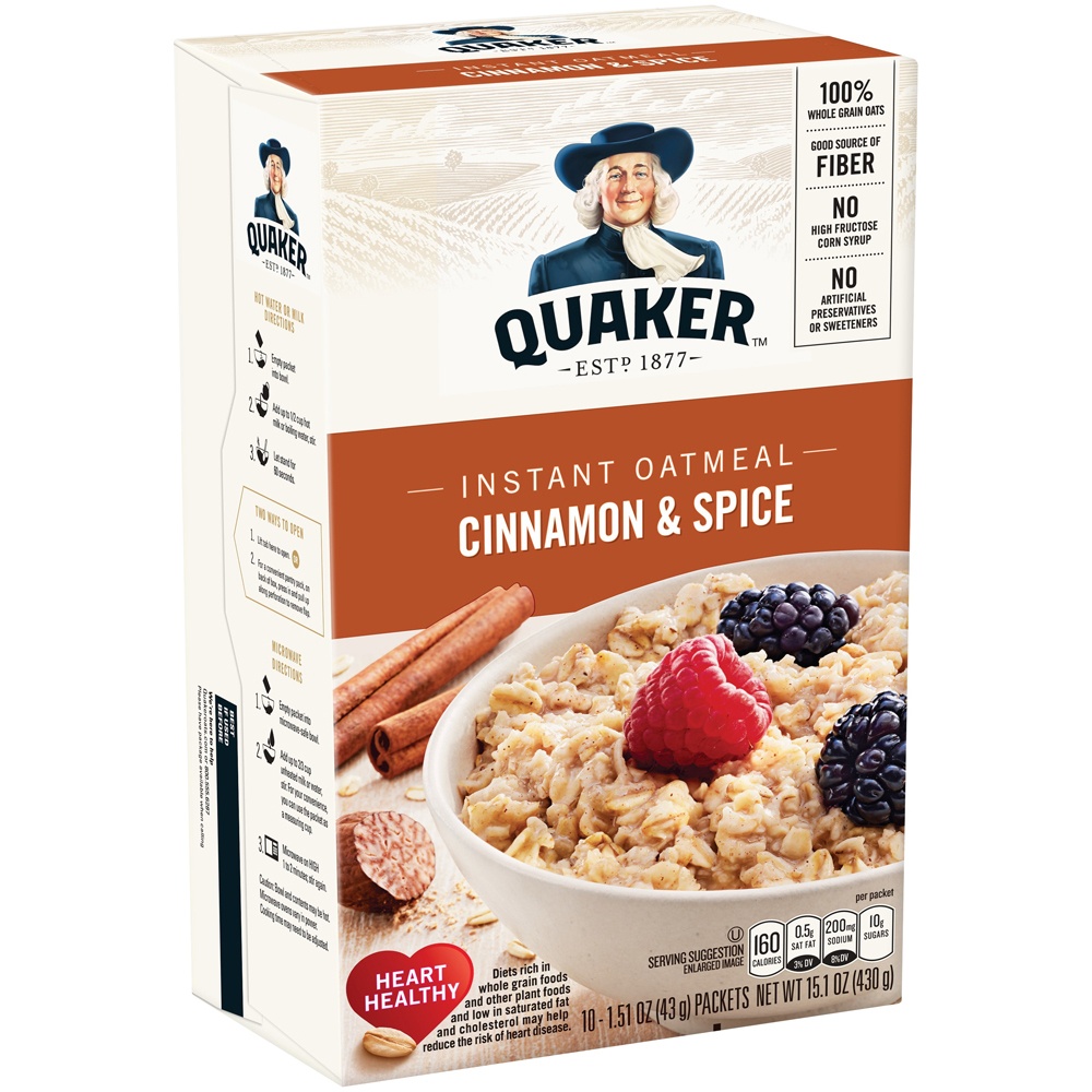 slide 3 of 5, Quaker Cinnamon & Spice Instant Oatmeal, 10 ct; 1.5 oz