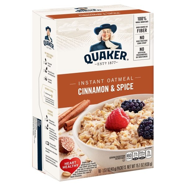 slide 1 of 5, Quaker Cinnamon & Spice Instant Oatmeal, 10 ct; 1.5 oz