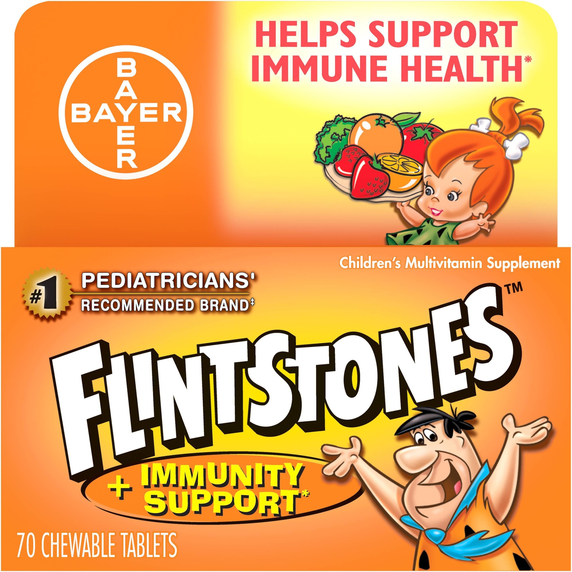 slide 1 of 5, The Flintstones Flintstones Multivitamins Plus Immunity Support Dietary Supplement Chewable Tablets - Mixed Fruit, 70 ct