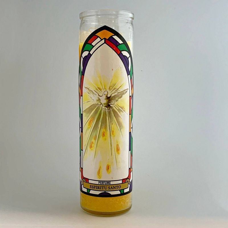 slide 2 of 4, Jar Candle Espiritu Santo Yellow - Continental Candle: 8" Prayer & Religious, 100hr Burn Time, Glass Container, 1 ct