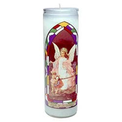 Jar Candle Angel De La Guardia White - Continental Candle: Unscented, Paraffin Wax, 100hr Burn Time, Glass Container