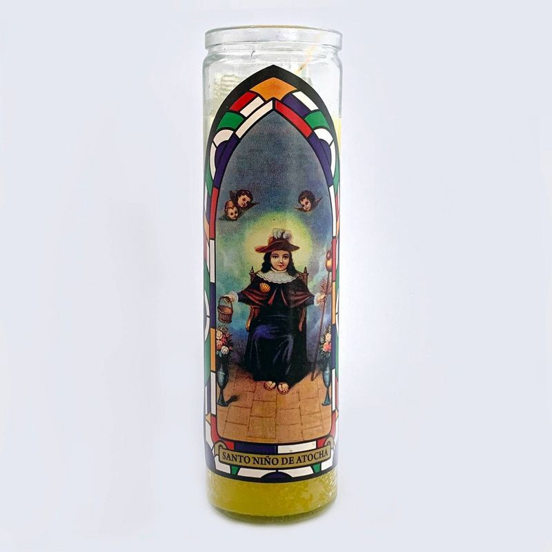 slide 2 of 4, Jar Candle Santo Nino de Atocha Yellow - Continental Candle: Religious Prayer, Unscented, Glass Container, 1 ct