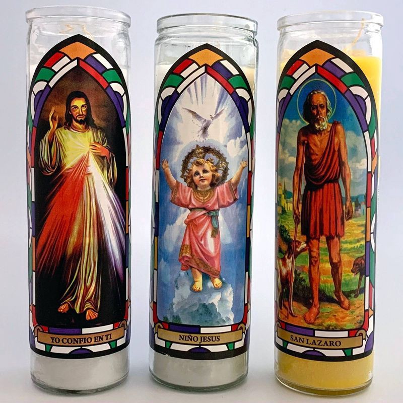 slide 4 of 4, Jar Candle Santo Nino de Atocha Yellow - Continental Candle: Religious Prayer, Unscented, Glass Container, 1 ct