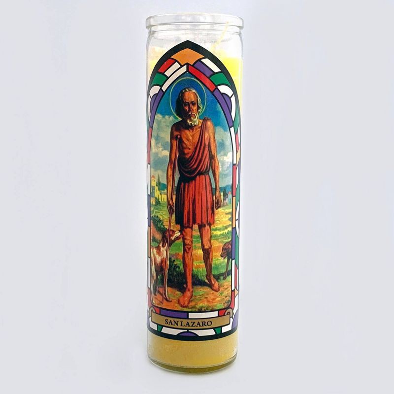 slide 2 of 4, Jar Candle San Lazaro Yellow - Continental Candle: Sanctuary Series, Prayer & Saint Devotional, 8" Glass, 100hr Burn, 1 ct
