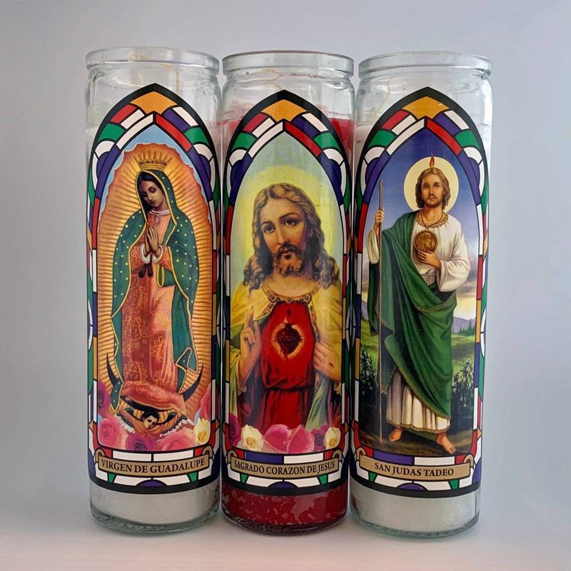 slide 4 of 4, Jar Candle Virgen De Guadalupe White - Continental Candle, 1 ct