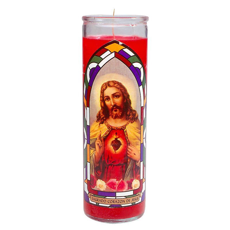 slide 1 of 3, Jar Candle Sagrado Corazon De Jesus Red - Continental Candle, 1 ct