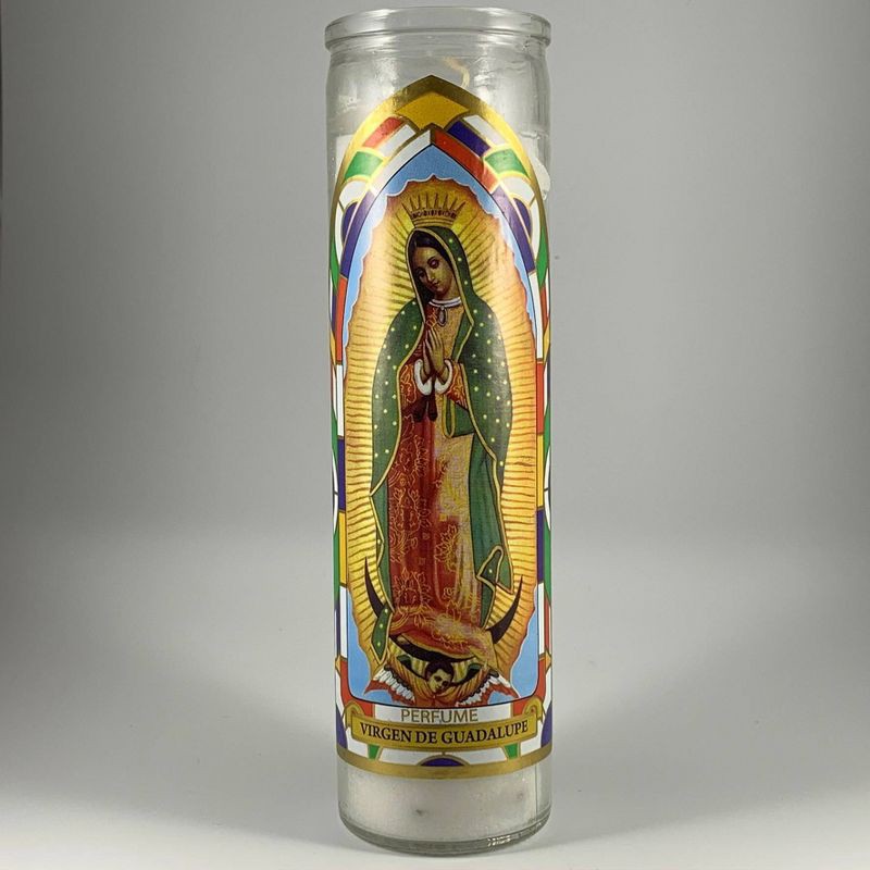 slide 2 of 3, Jar Candle Virgin Of Guadalupe White Vanilla - Continental Candle: Catholic Prayer, Paraffin Wax, 100hr Burn, 1 ct