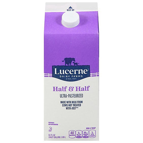 slide 1 of 1, Lucerne Half & Half Ultra-Pasteurized Grade A - 64 Fl. Oz., 64 fl oz