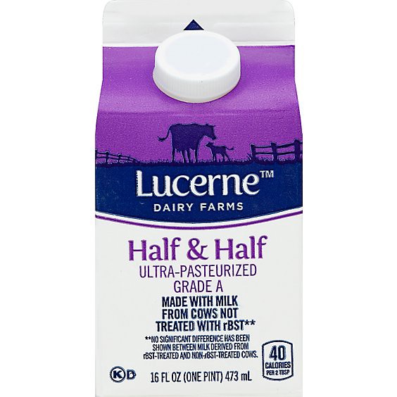 slide 1 of 1, Lucerne Half & Half Ultra-Pasteurized Grade A - 16 Fl. Oz., 16 oz