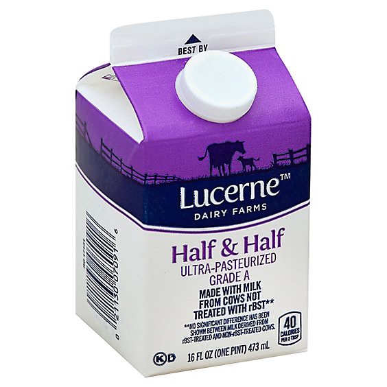 slide 1 of 1, Lucerne Half & Half Ultra-Pasteurized Grade A - 16 Fl. Oz., 16 oz