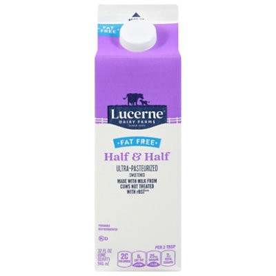 slide 1 of 1, Lucerne Half & Half Ultra-Pasteurized Fat Free - 32 Fl. Oz., 1 qt