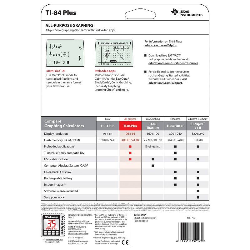slide 3 of 3, Texas Instruments Graphing Calculator - Black (TI-84+), 1 ct